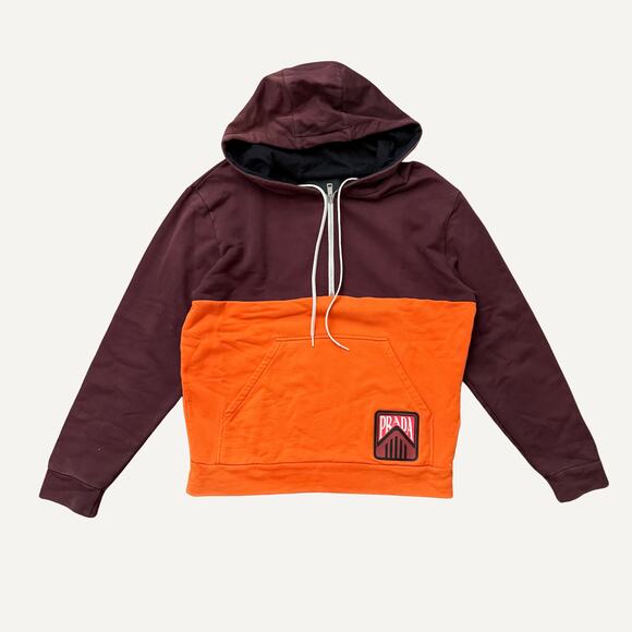 Size L - Prada Men's Two-Tone Quarter Zip Hooded Parka - Picture 1 of 7